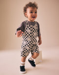 Black/Neutral Happy Face
Checkerboard Dungarees