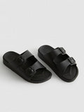 Double Buckle Strap Mule Sandals