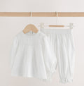 White Woven Lace Top and Trousers Baby 2 Piece Set