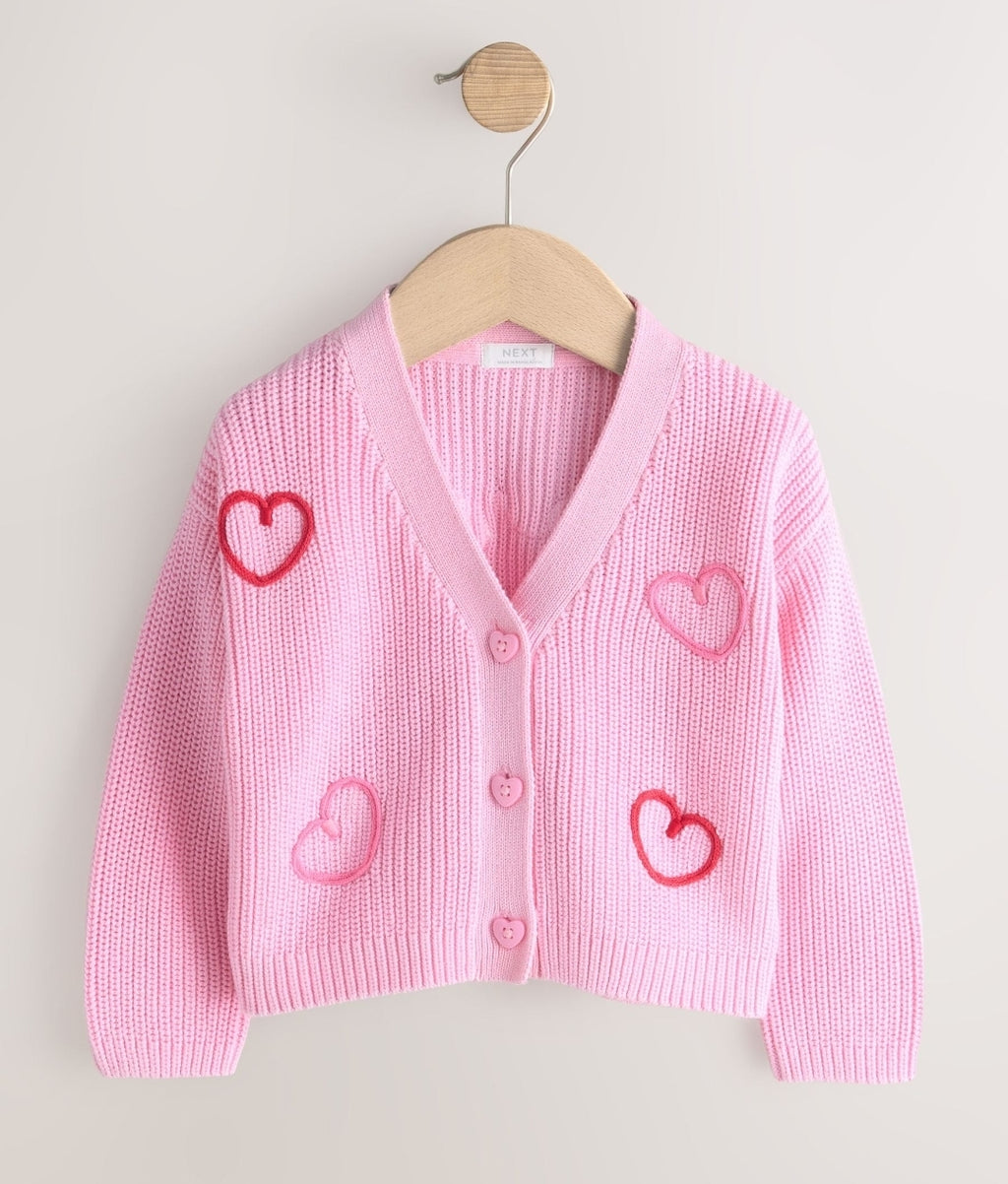 Pink LadyBug V-Neck Cardigan