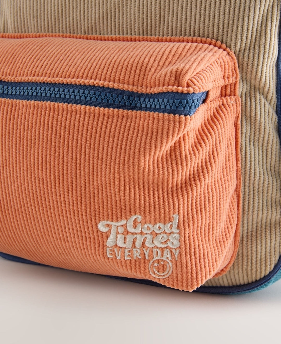 Pastel Colourblock Corduroy Backpack 14 inches