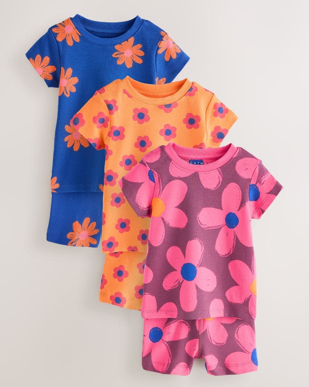 Blue/Orange Floral Short Pyjamas
3 Pack