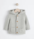 Grey Knitted Hooded Baby Cardigan