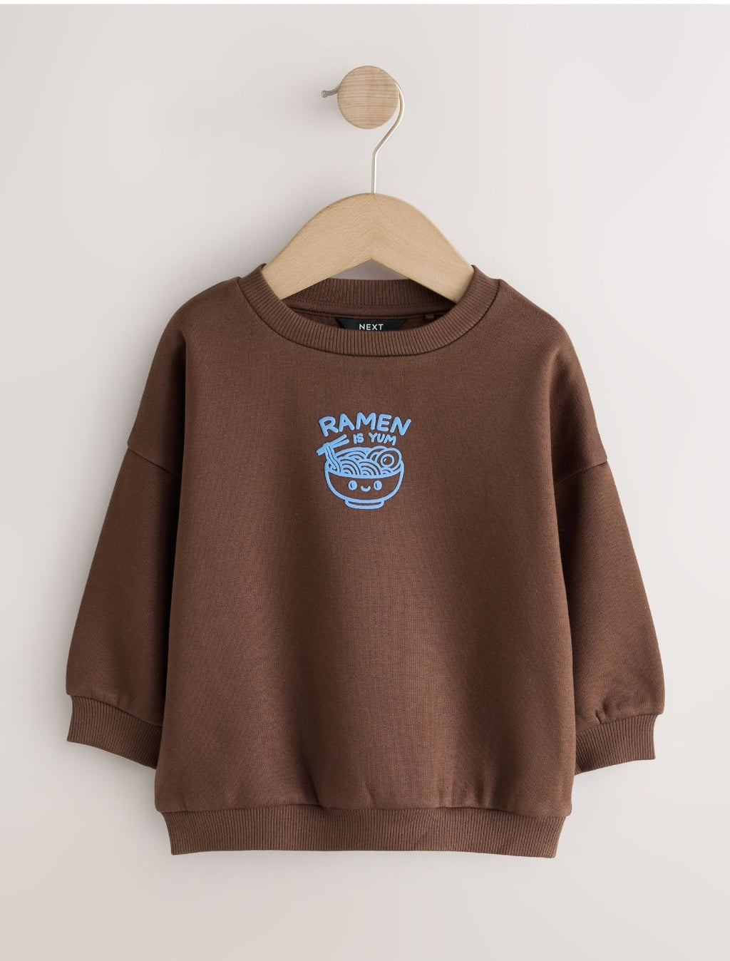 Chocolate Brown Ramen Printed Crew
Neck SweatTop
