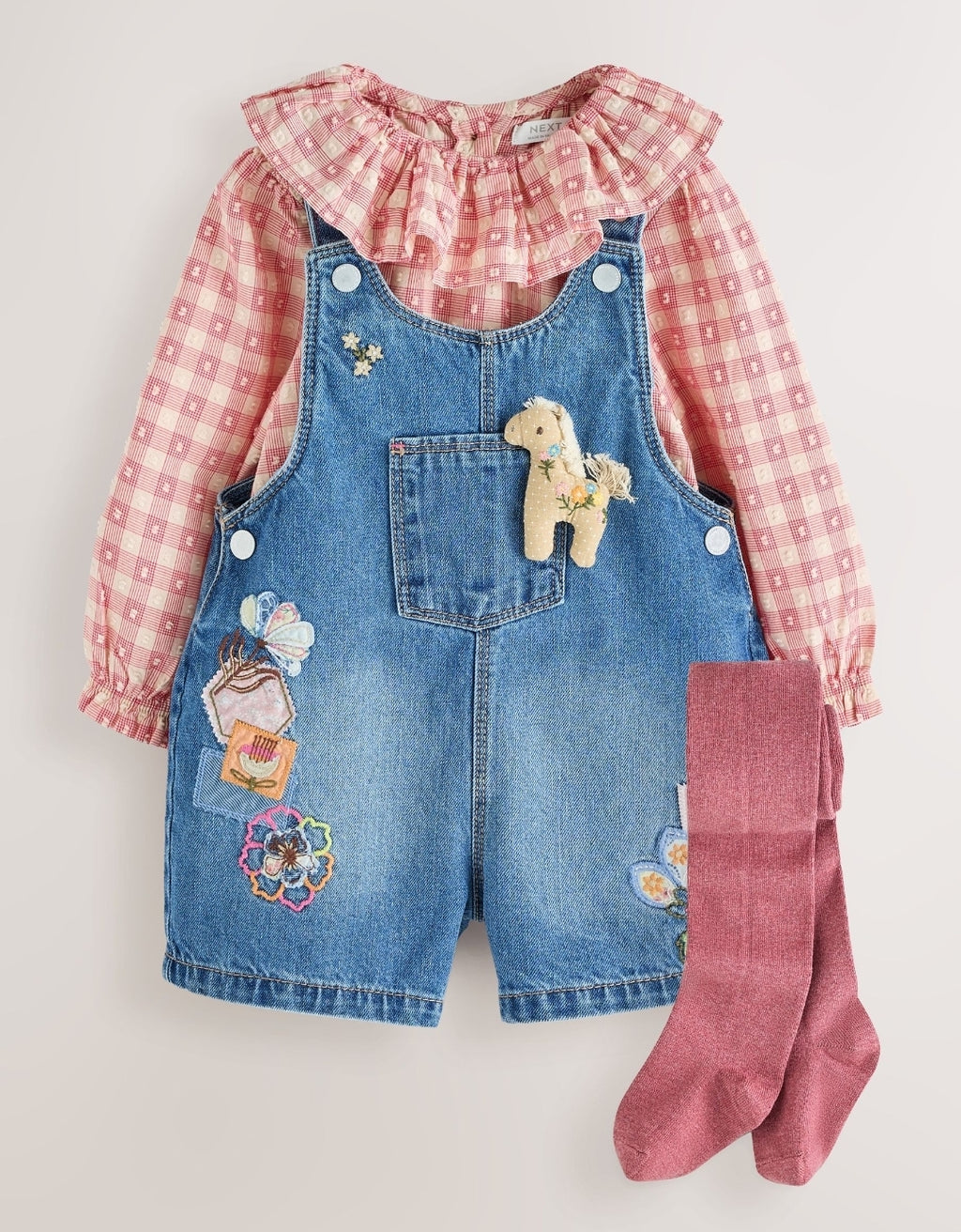 Denim Horse Dungarees Set