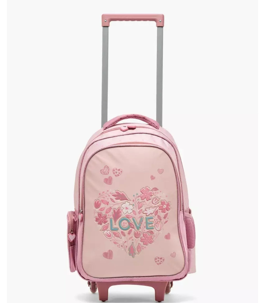 Juniors Floral Print 5-Piece School Trolley Bag Set16 inches