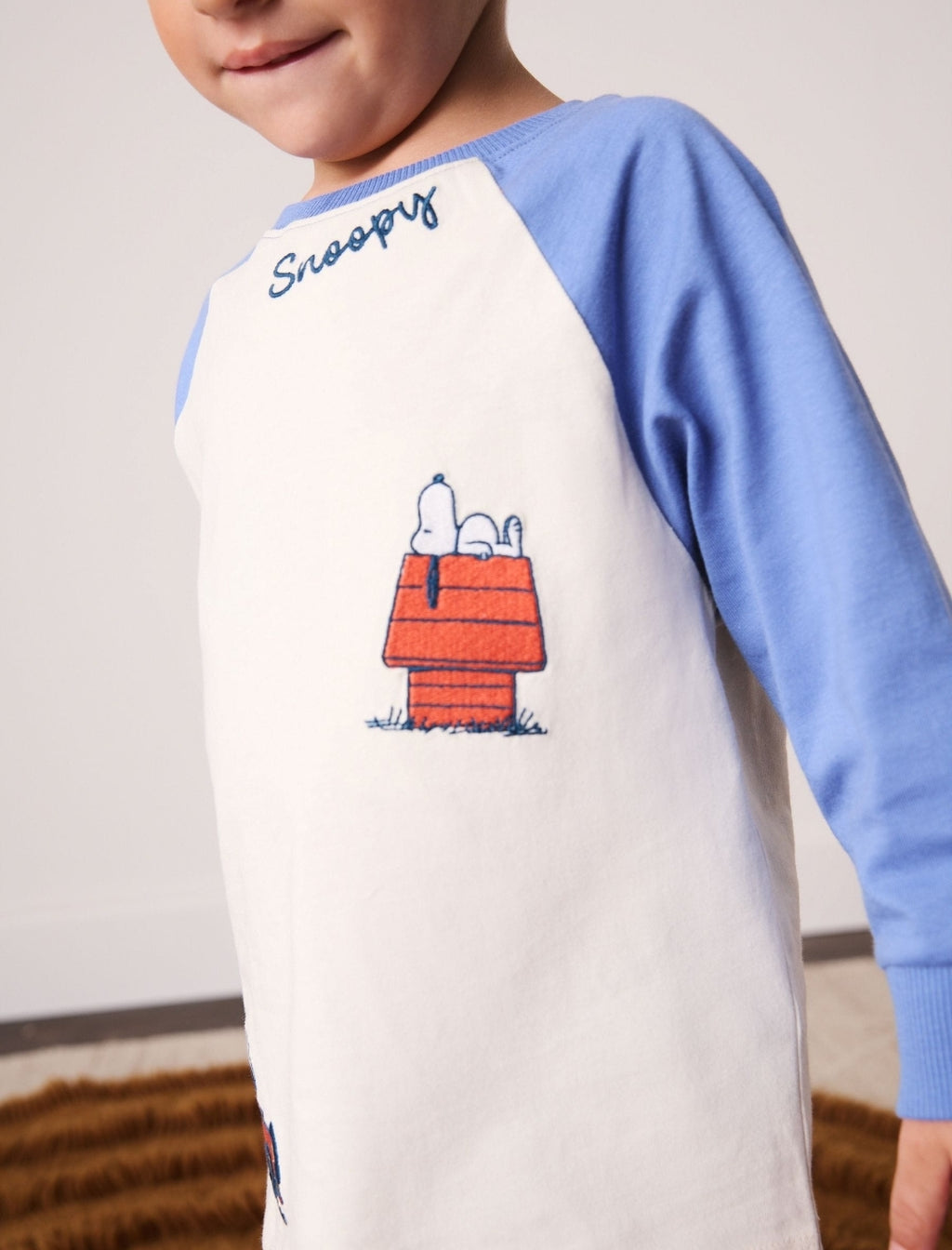 Blue/Ecru Snoopy Long Sleeve Jogger Pyjamas