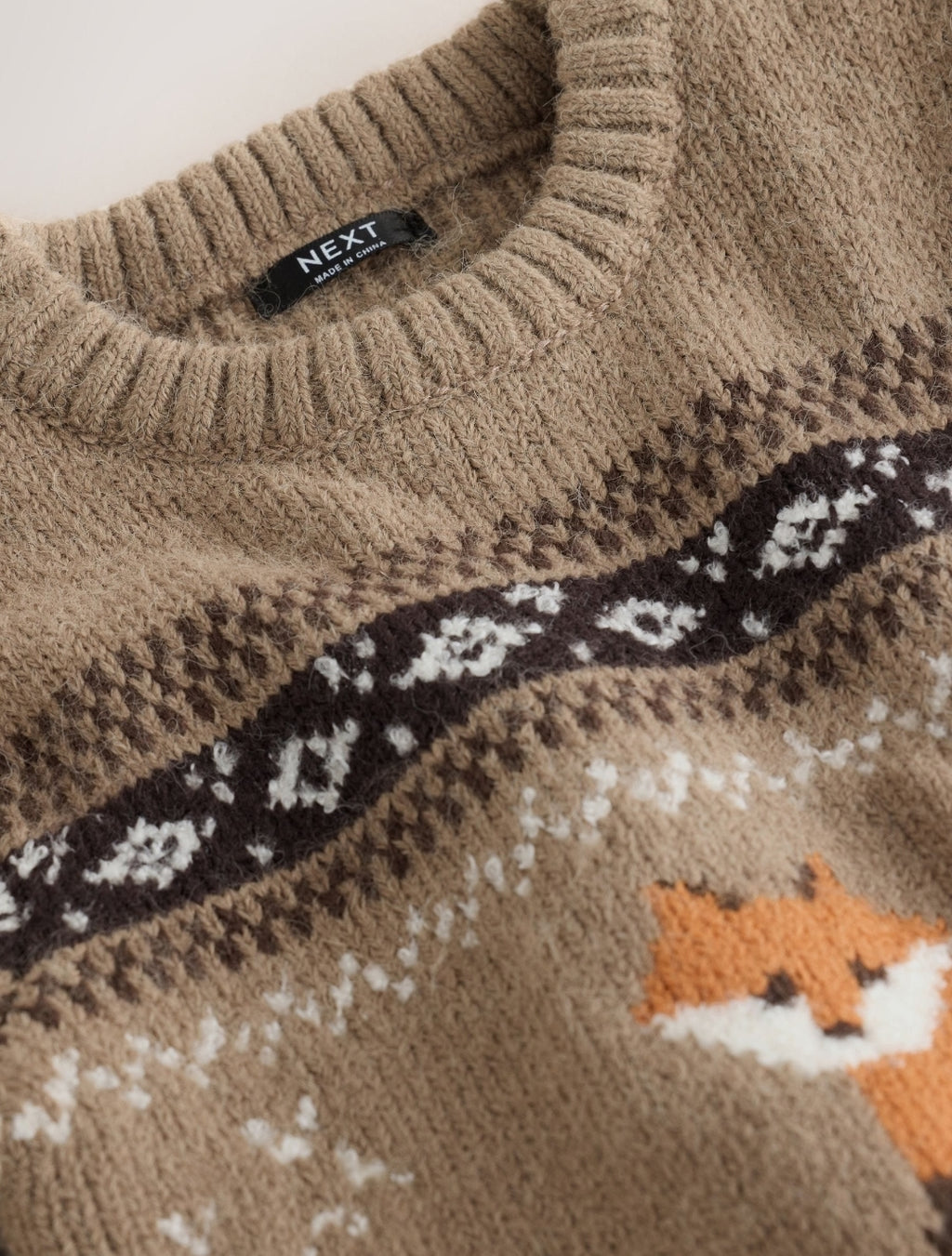 Mink Brown Fox Character Knitted
Crew Neck Jumper