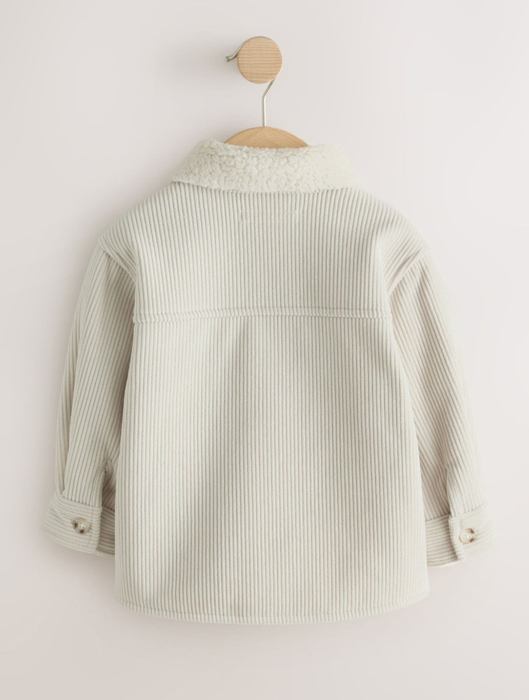 Ecru White Borg Lined Cord Shacket