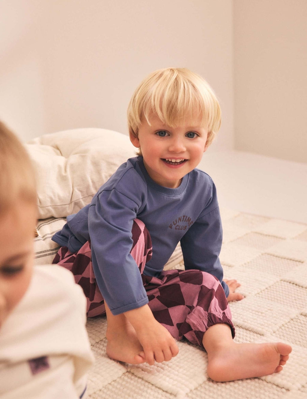 Burgundy/Ecru/Blue Oversized Pyjamas 3 Pack