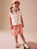 Fluro Pink Floral Knitted Waistcoat
And Shorts Set