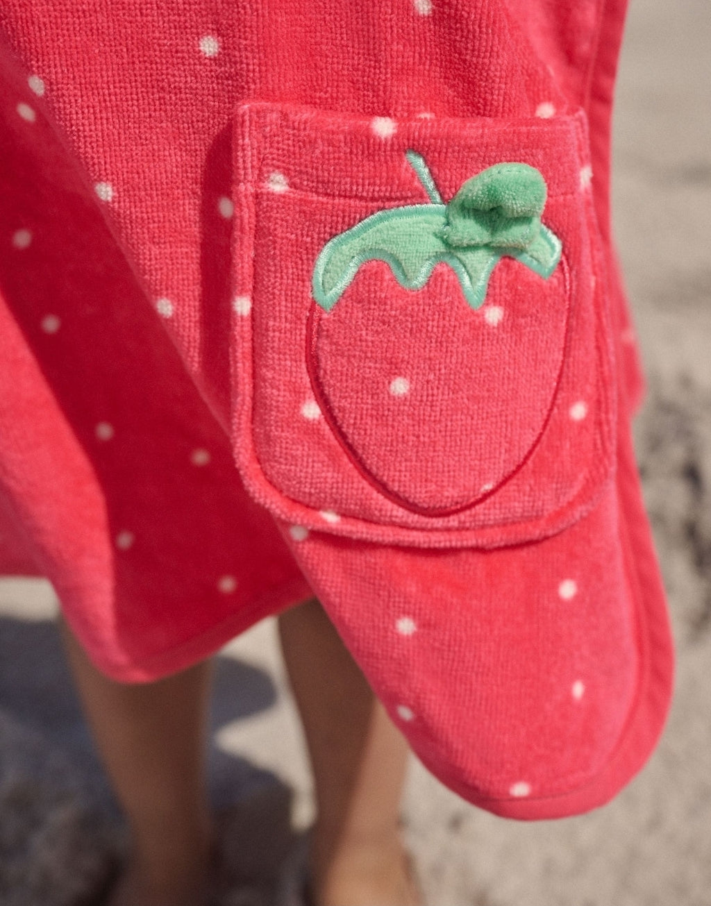Red Strawberry Towelling Poncho