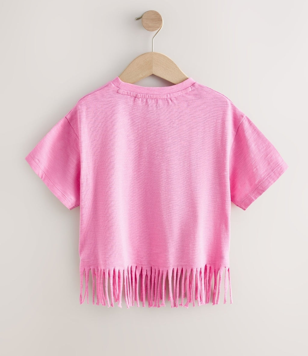 Pink Flower Fringe T-Shirt