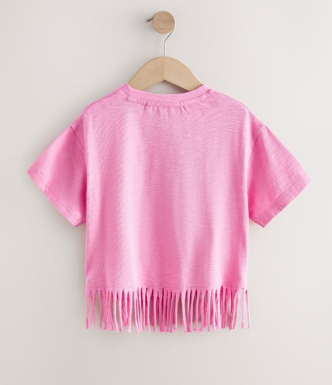 Pink Flower Fringe T-Shirt