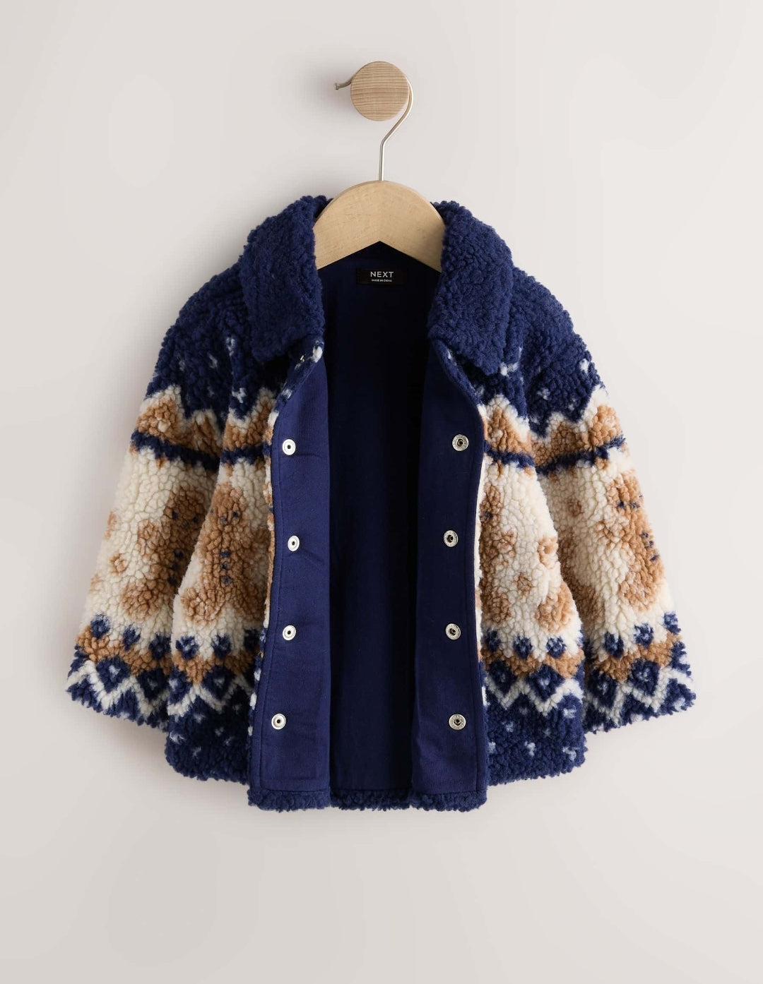 Navy Gingerbread Borg Fleece Shacket