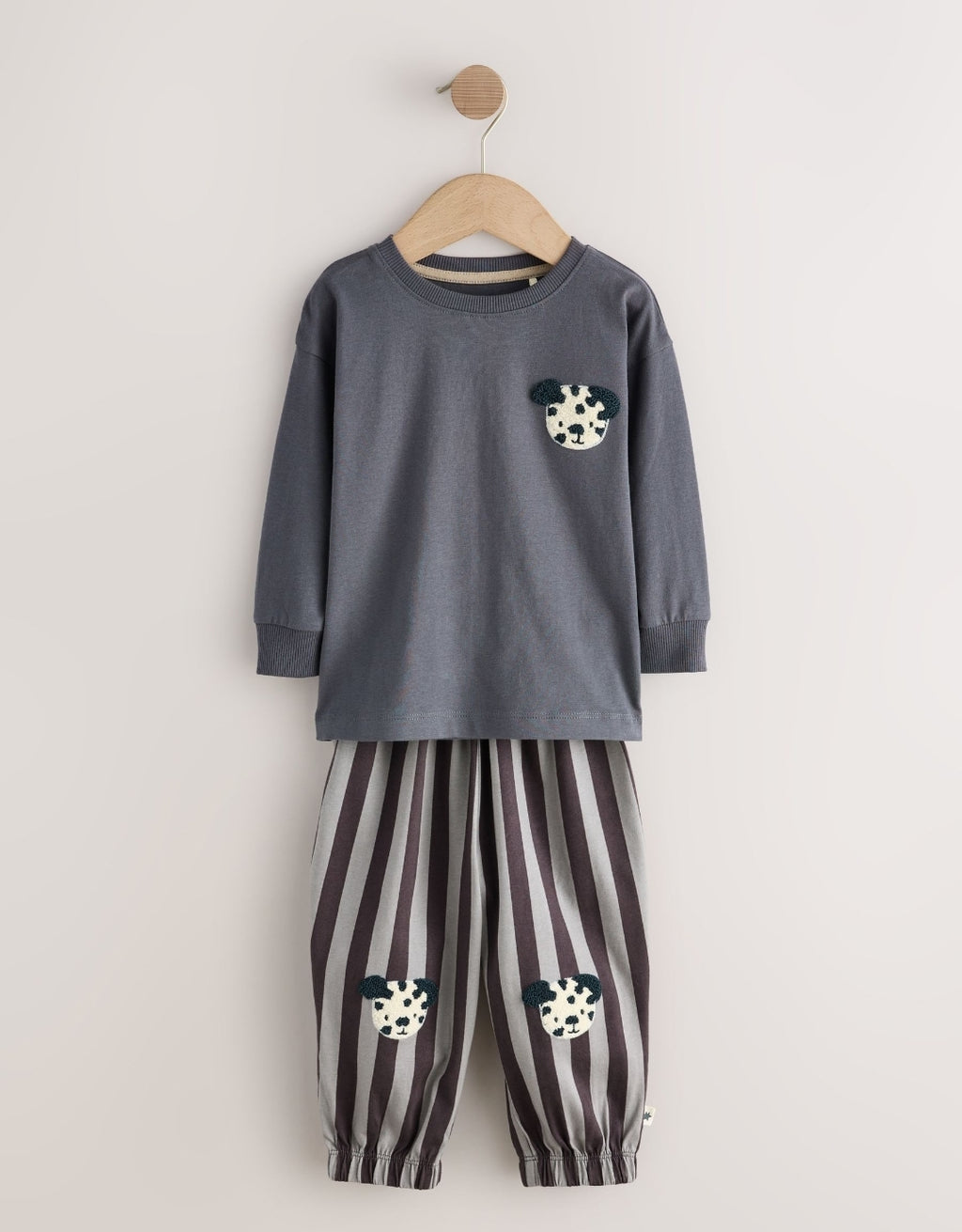 Ecru/Charcoal Mono Dog Oversized Pyjamas 3 Pack