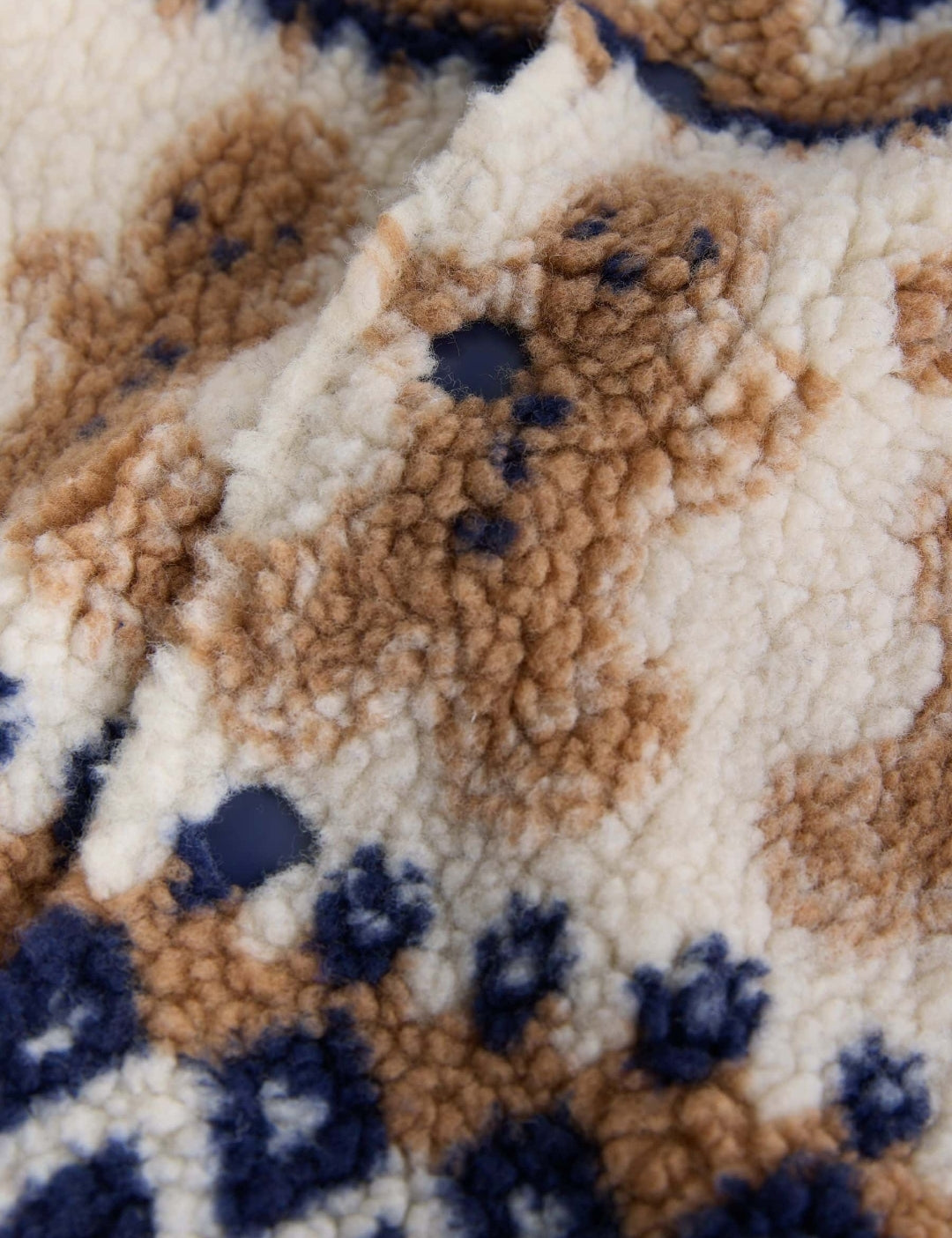 Navy Gingerbread Borg Fleece Shacket