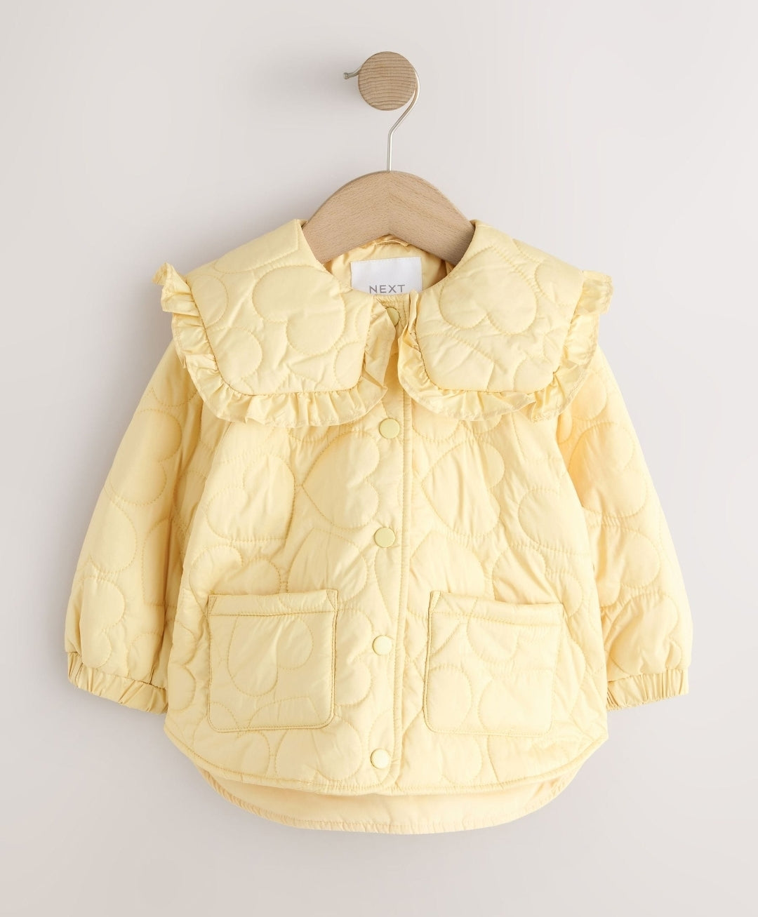 Lemon Yellow Shower Resistant Frill Collar Quilted Jacket