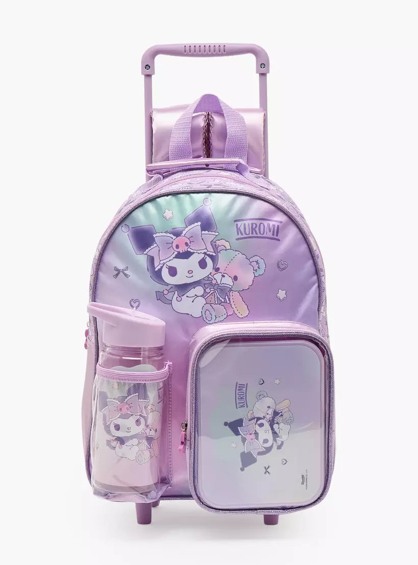 Sanrio Kuromi Print 3-Piece School Trolley Bag Set 14 inches