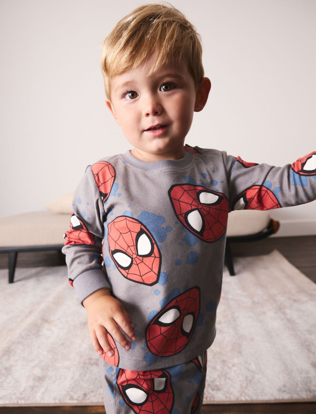Red/Grey Spiderman Single Cosy Fleece License Pyjamas