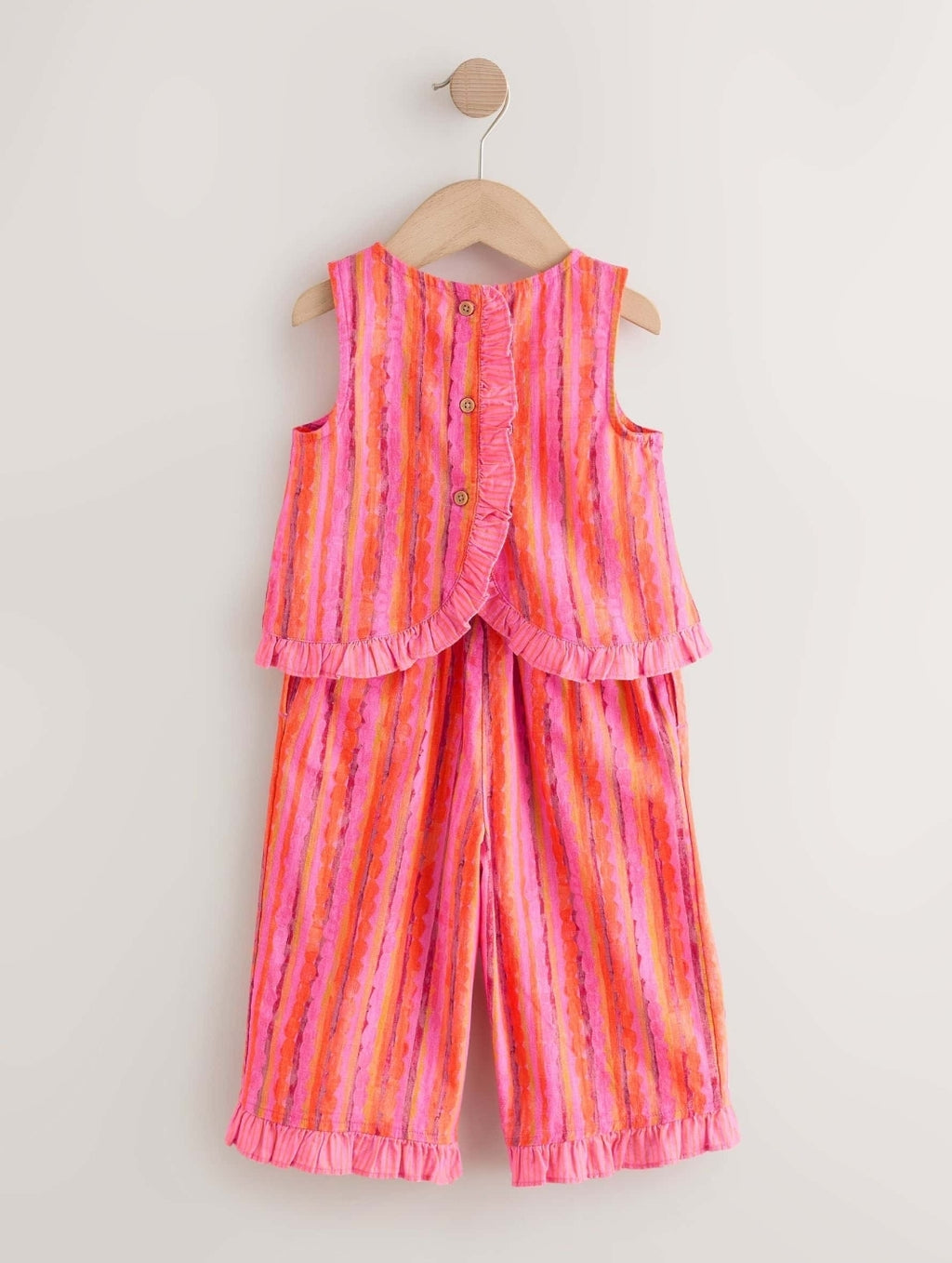 Pink/Orange Stripe / Crochet
Flowers Top & Trousers Set