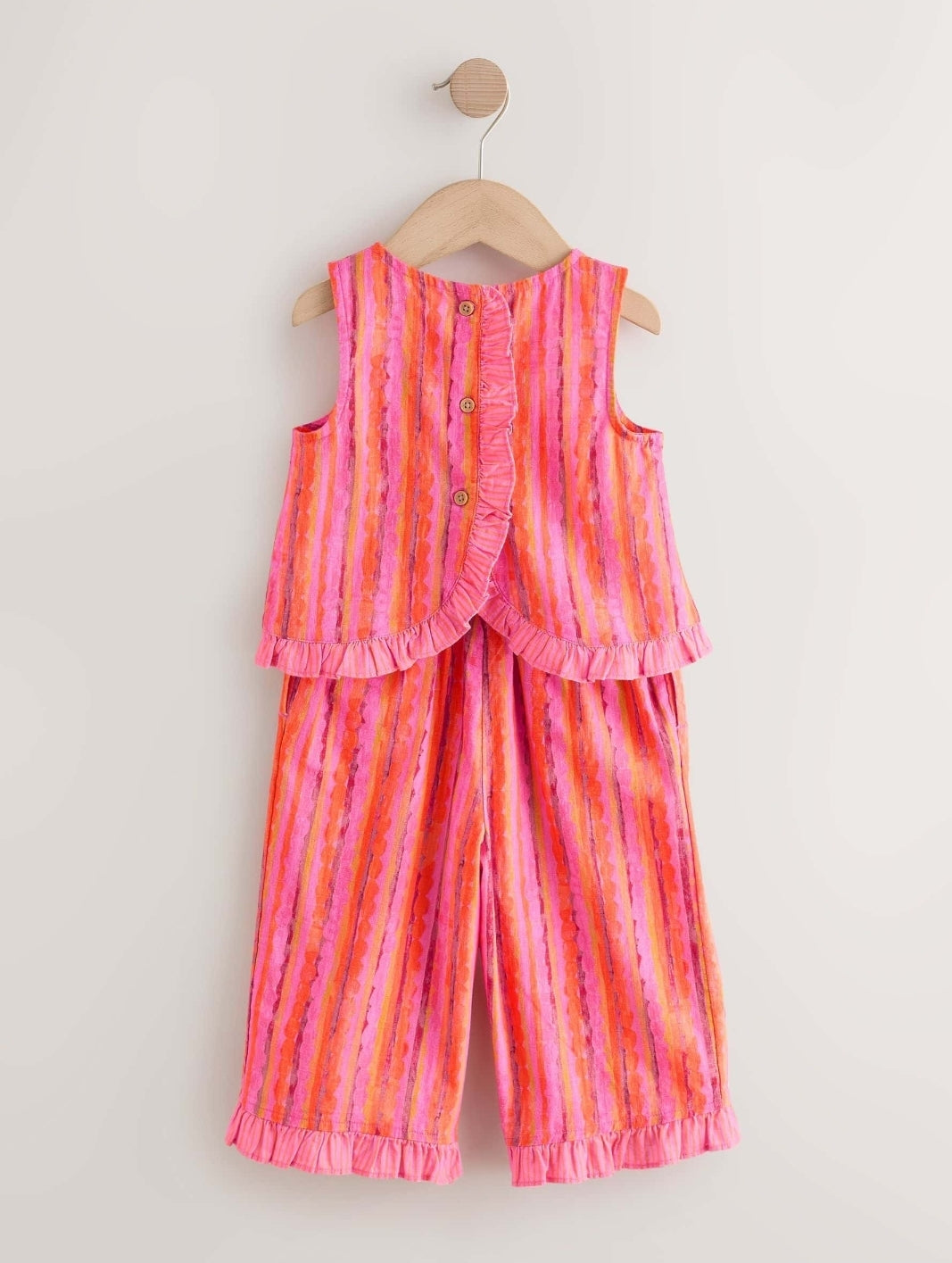 Pink/Orange Stripe / Crochet
Flowers Top & Trousers Set