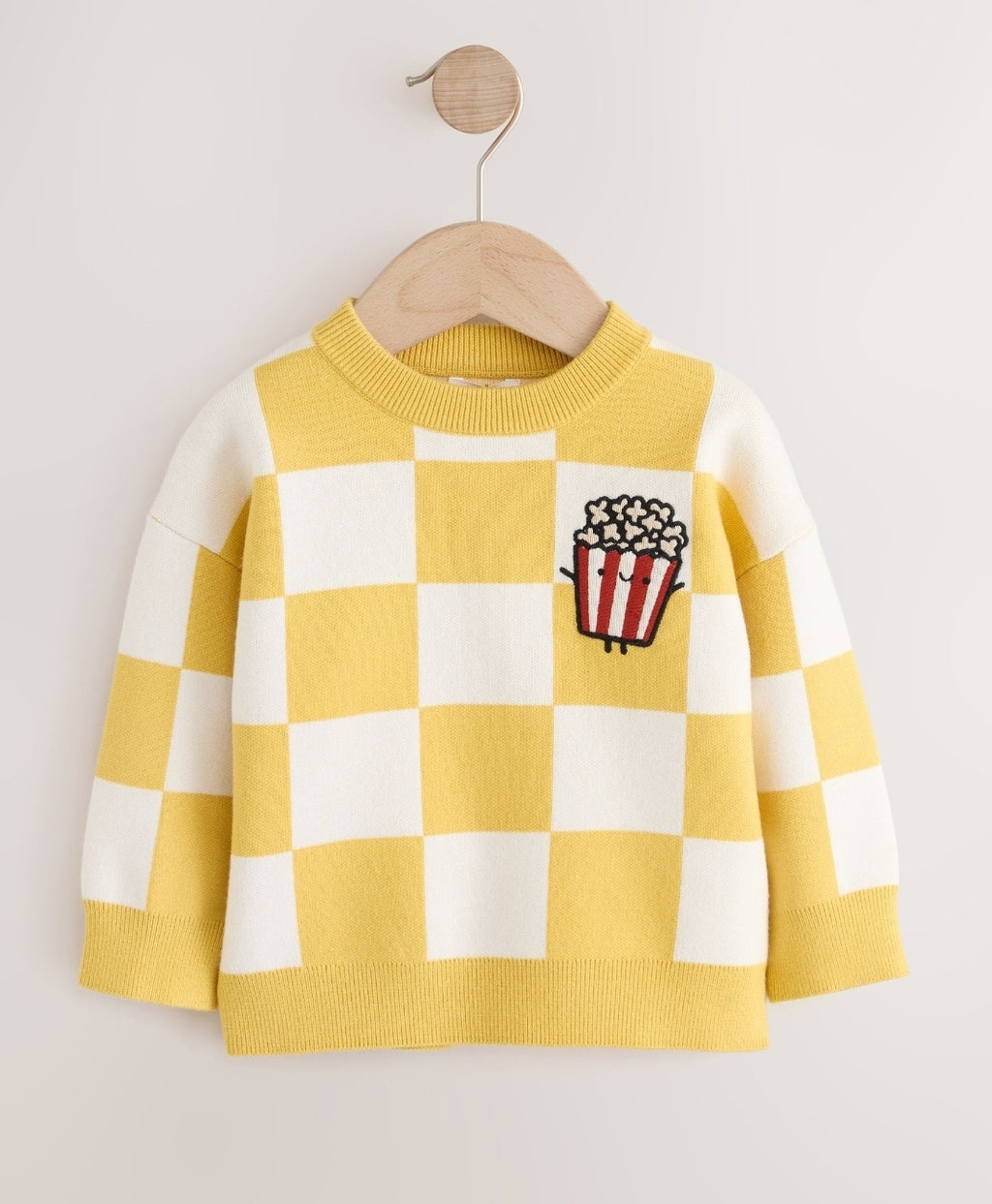 Yellow Popcorn Knitted Crew Neck Jumper