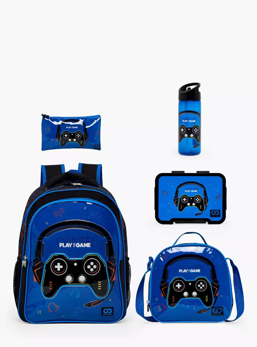 SAMI STUDIO Gaming Print 5-Piece School Backpack Set16 inches