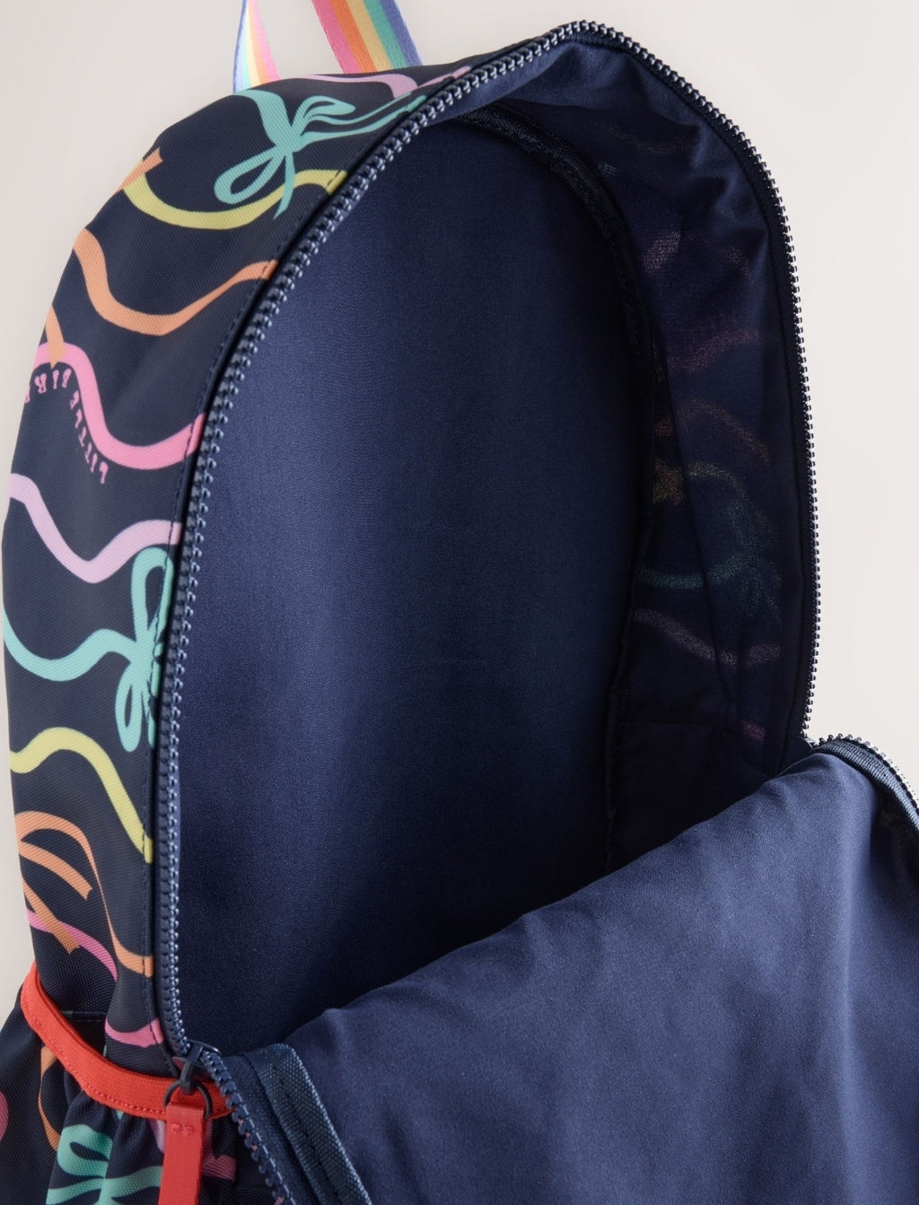 Little Bird by Jools Oliver Navy Back To School Pastel Rainbow Bow Backpack 16inch