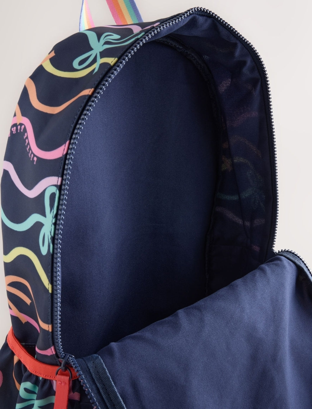 Little Bird by Jools Oliver Navy Back To School Pastel Rainbow Bow Backpack 16inch