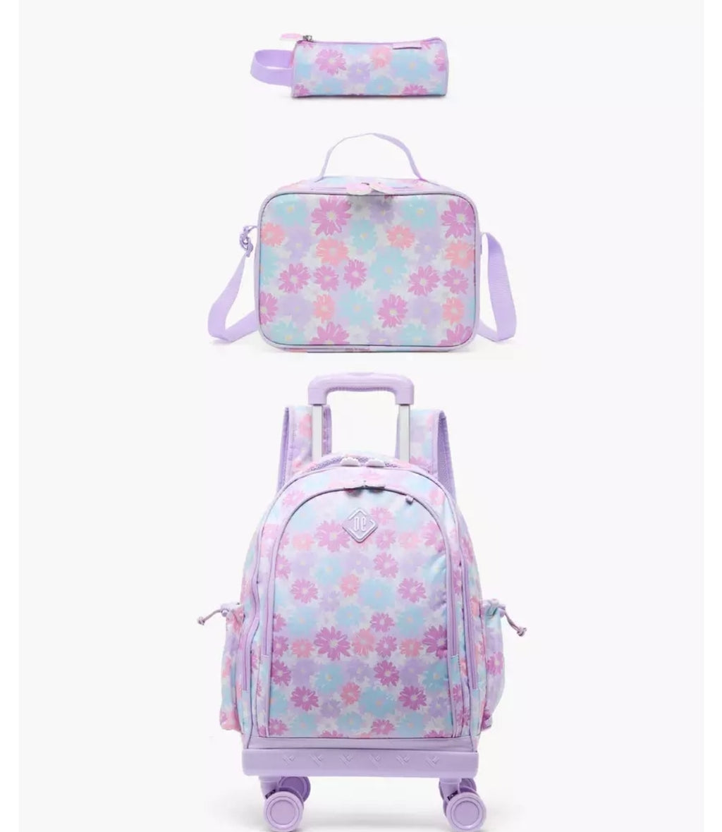 New Expressions Printed 3-Piece Trolley Backpack Set  18 inches