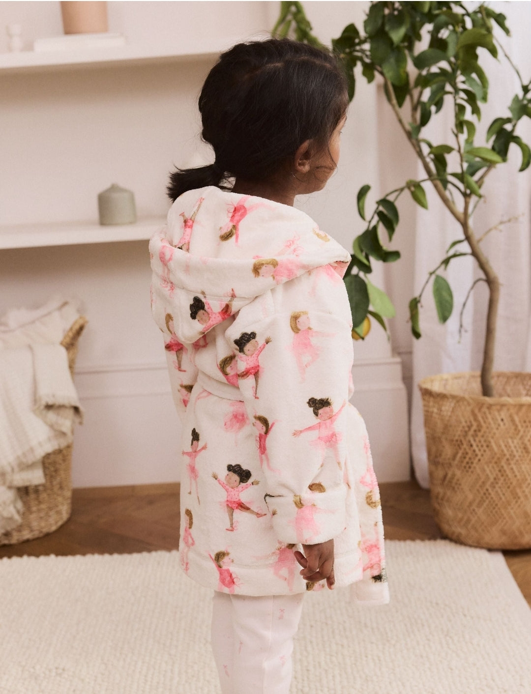 White/Pink Ballerina Fleece Dressing Gown