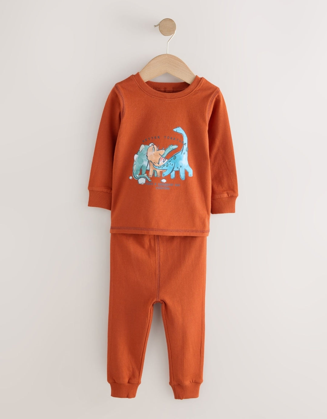 Green/Orange Dino Sketch Snuggle Pyjamas 3 Pack