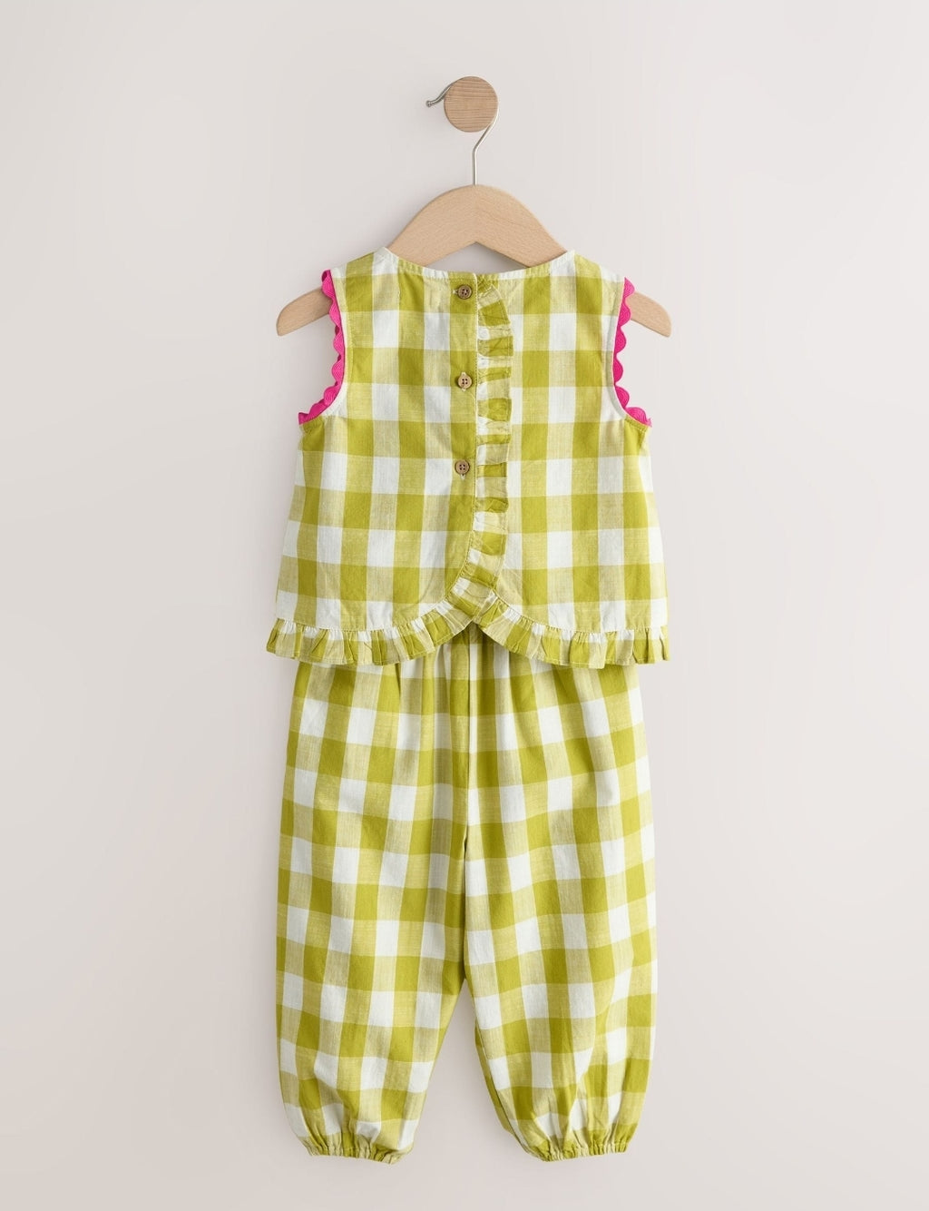 Olive Green Gingham Top& Cuffed
Trousers Set