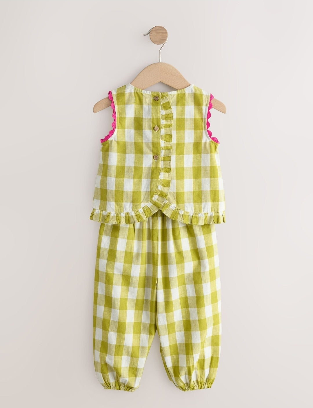 Olive Green Gingham Top& Cuffed
Trousers Set
