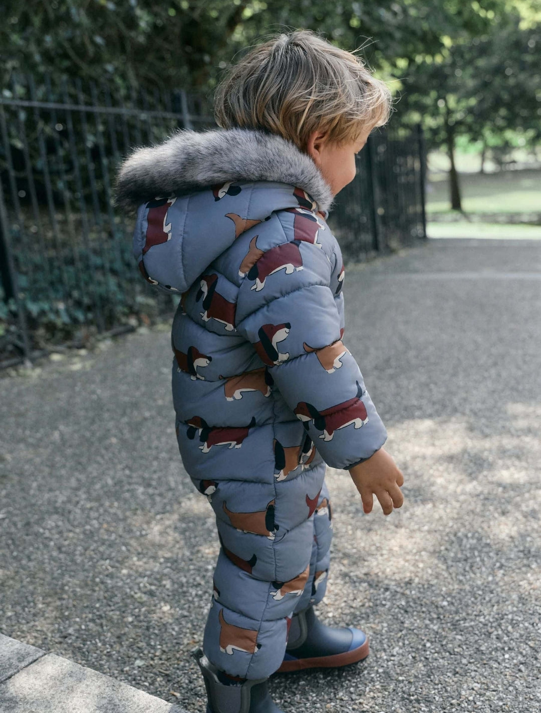 Dog Print Padded Snowsuit