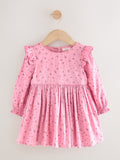 Pink Frill Long Sleeve Dress