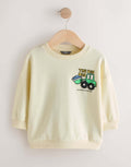 Buttermilk Yellow Digger Back Printed Crew Neck Sweat Top