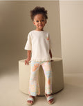 White Rainbow Short Sleeve Top and Flare Set