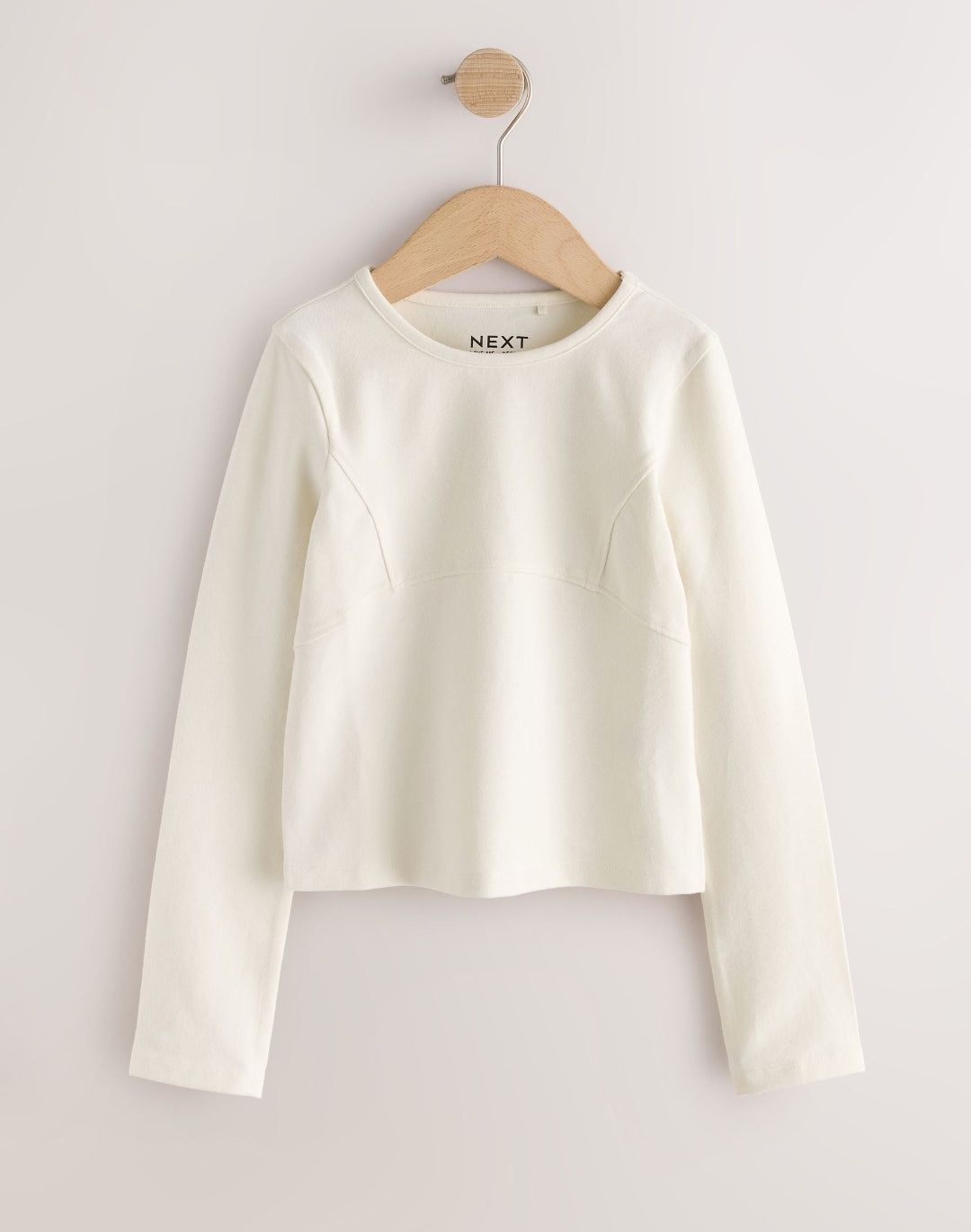 Grey/Cream Long Sleeve Seam Detail Tops 2 Pack