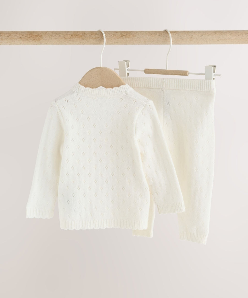 Ecru Cashmere Blend Knitted
Wrap Over Cardigan and Leggin