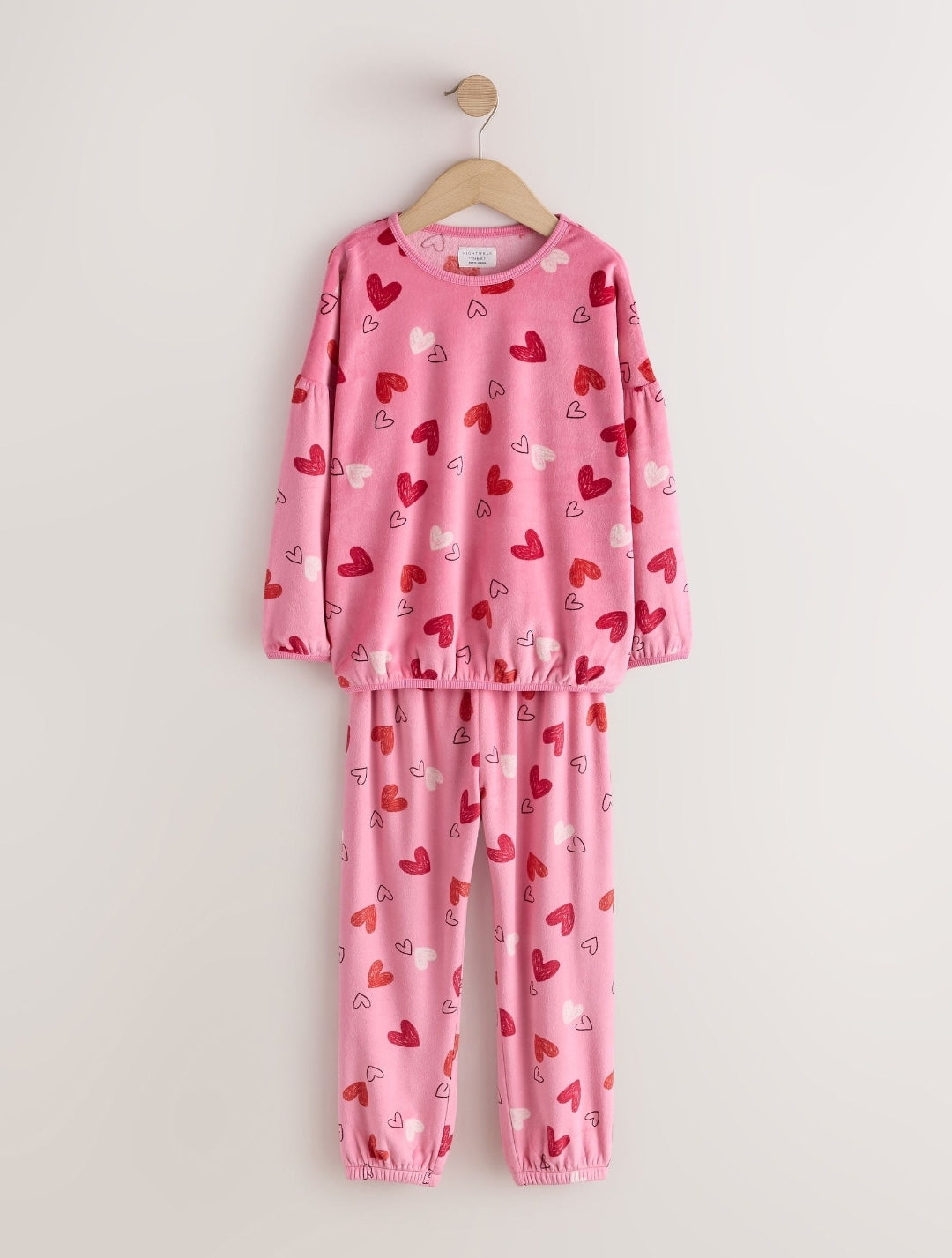 Pink/Red Heart Cosy Fleece Pyjamas