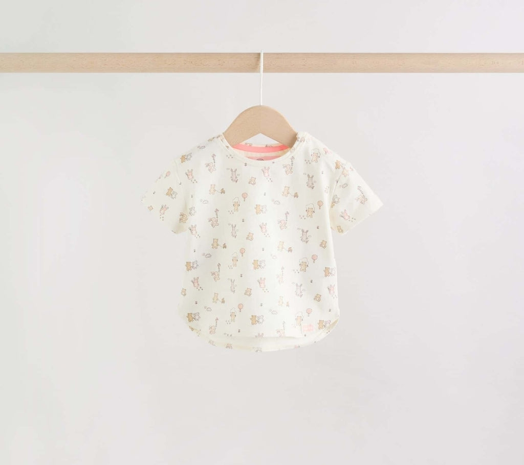 Grey and Pink Short Sleeve Top and Leggings Baby Set 6 Piece