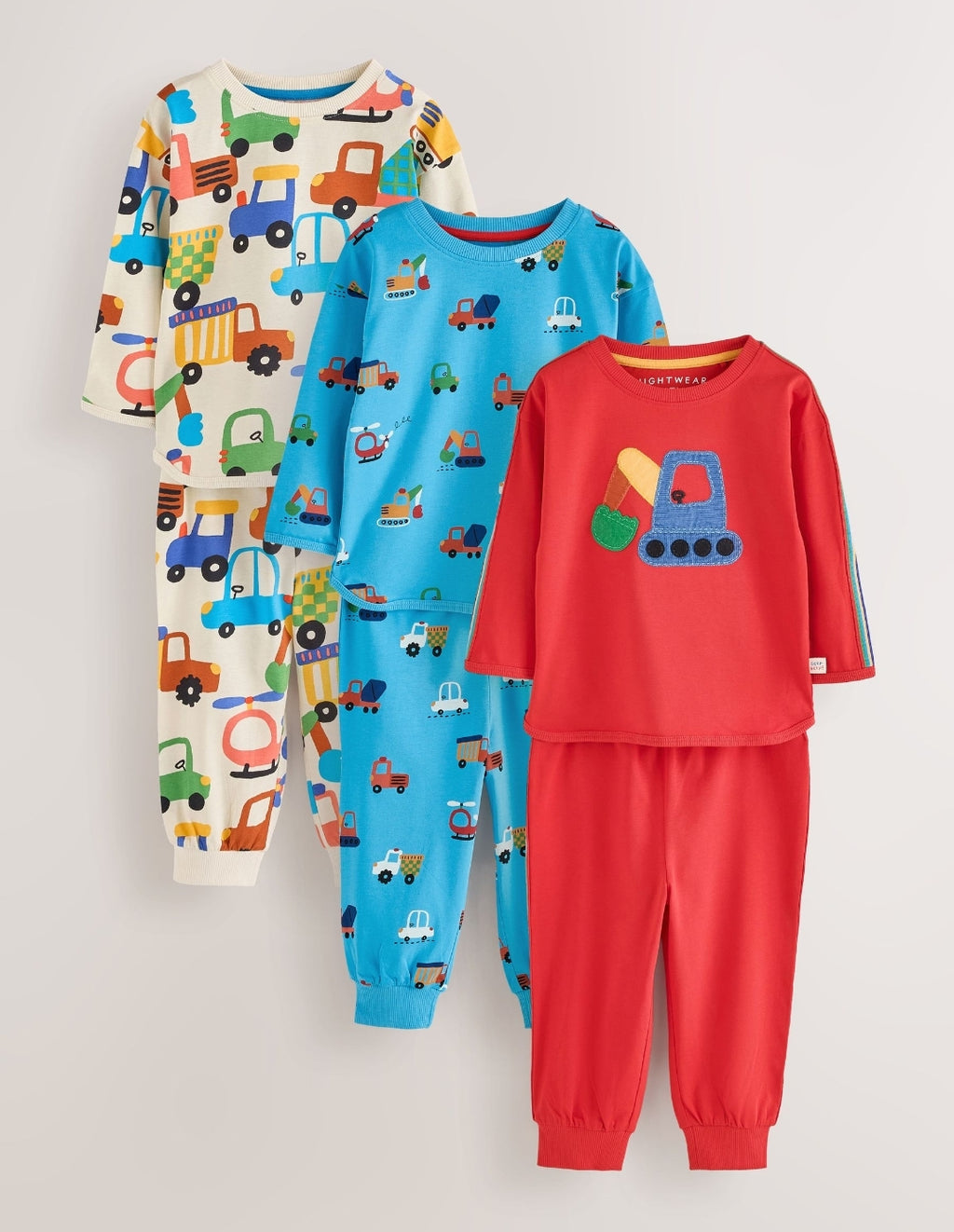 Blue/Orange All Over Transport Snuggle Pyjamas 3 Pack