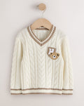 Cream Cable Knit Varsity Jumper