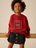 Brown Embroidered Butterfly Long Sleeve Top