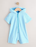 Blue Striped Towelling All-In-One