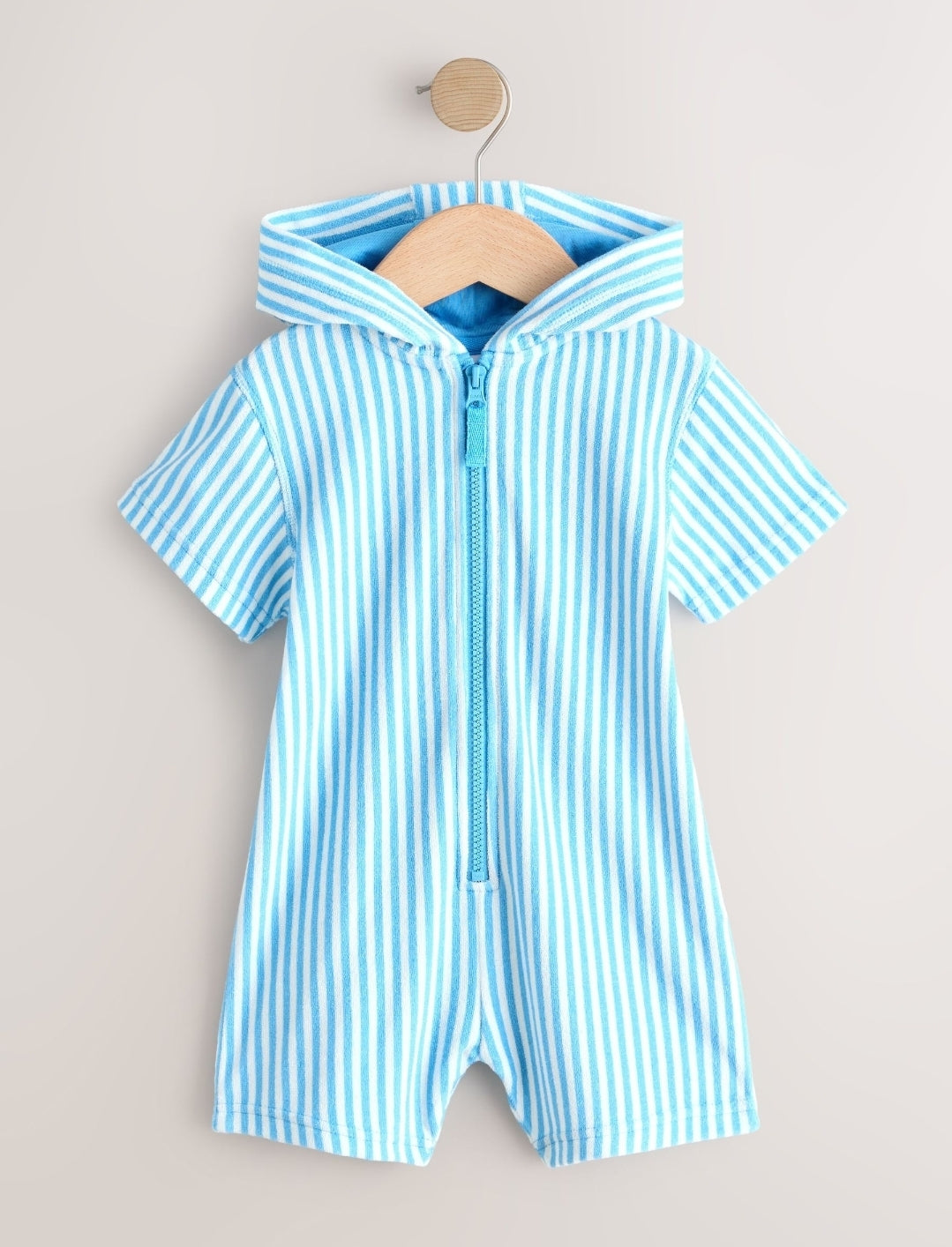 Blue Striped Towelling All-In-One