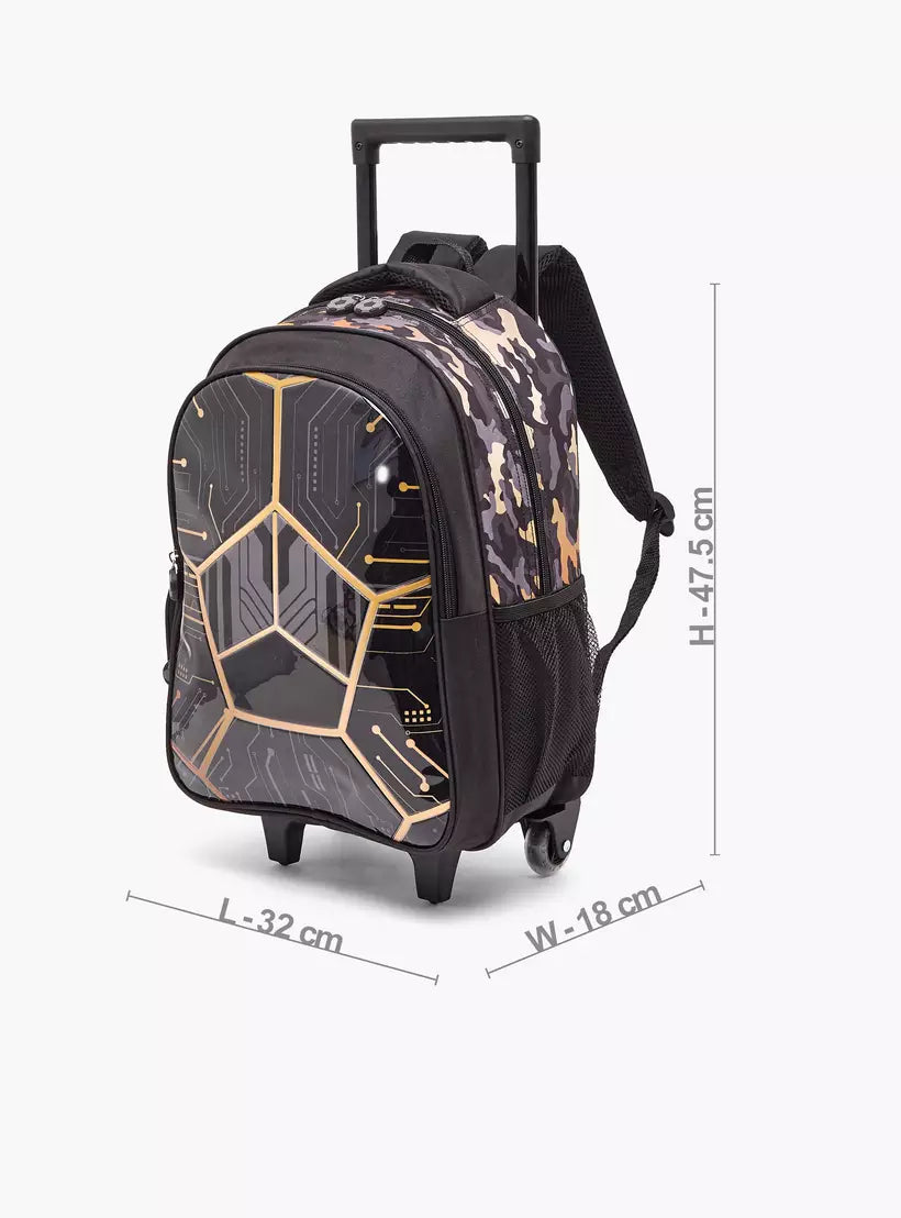 Juniors Football Print 5-Piece School Trolley Bag Set 16 inches