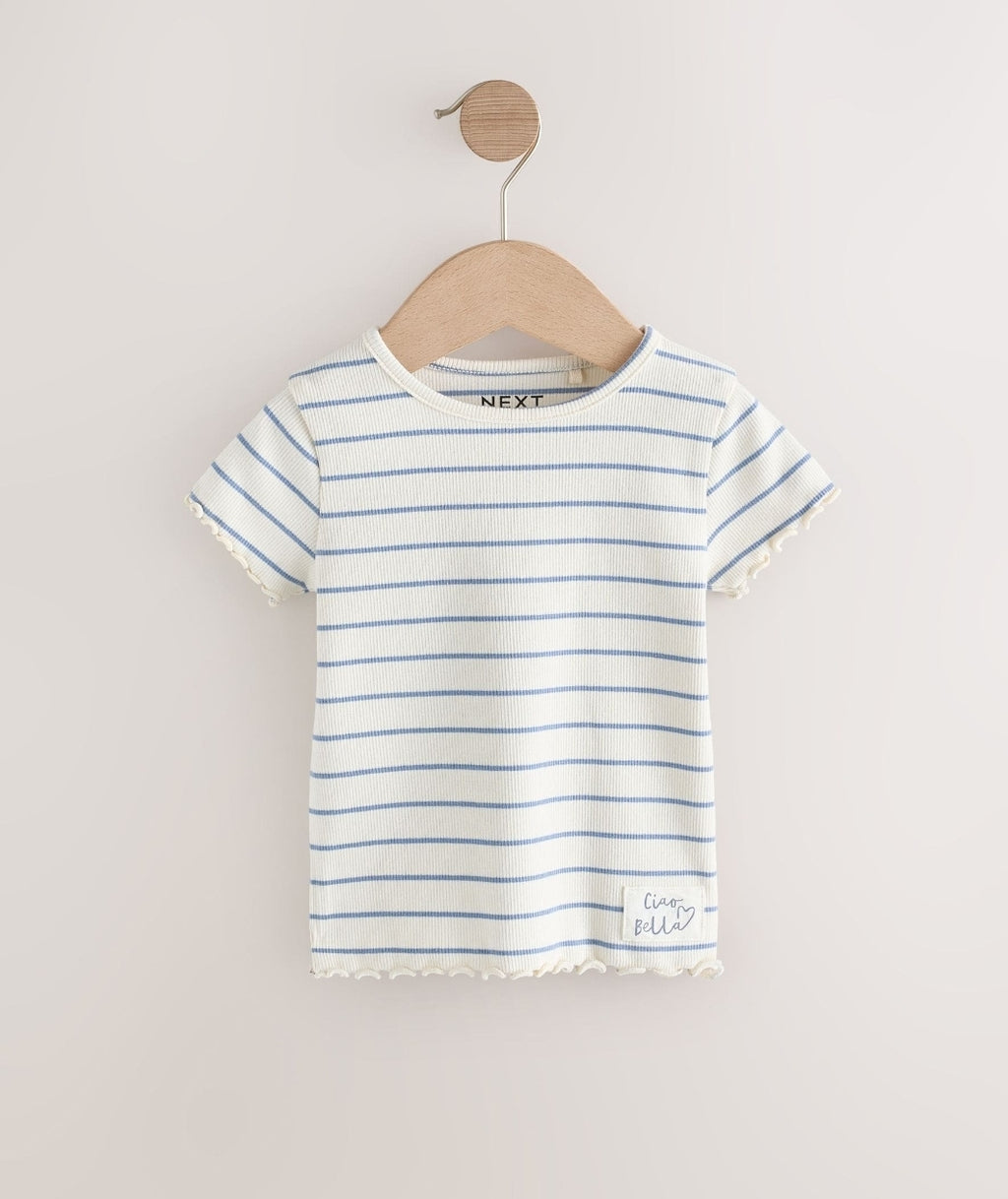 Blue Ribbed Short Sleeve Tops 5 Pack